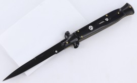 10.5" Black Wood Stiletto Automatic Knife Black Bayo