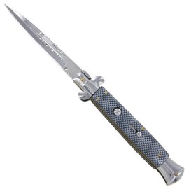 10.5 Inch Carbon Fiber Stiletto Automatic Knife Satin Bayo