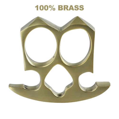 100% Real Brass Knuckles Belt Buckle Paperweight 2 Finger