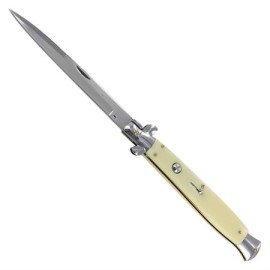 12.5" Imitation Ivory Switchblade Stiletto Automatic Knife Silver Bayo