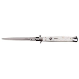 13" Godfather White Pearl Stiletto Automatic Knife Switchblade Dagger Blade