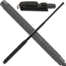 29 Inch Black Telescopic Police Baton Rubber Handle