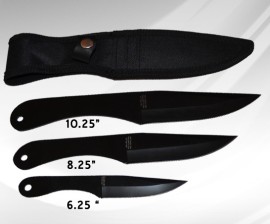 3pc throwing knife set black z1012bk