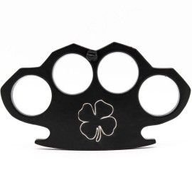 4 Leaf Clover Black Brass Knuckles Belt Buckle Paperweight