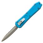 5" Mini Coffin Light Blue D/A OTF Automatic Knife Satin Dagger Serrated