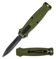 5.35" Mini OD Green D/A OTF Automatic Knife Dagger Point Black Plain