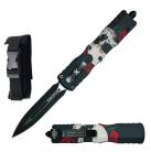 7" Skull Roses Death Stalker Automatic Dual Action OTF Knife