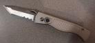 7.5" Rare Champagne Taiwan Automatic Knife Tanto Serrated