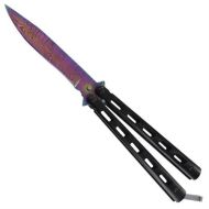 8.75" Martial Arts Black Butterfly Knife Titanium Drop Point