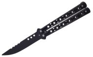 8 Inch Black Balisong Heavy Butterfly Knife 3" Black Drop Point