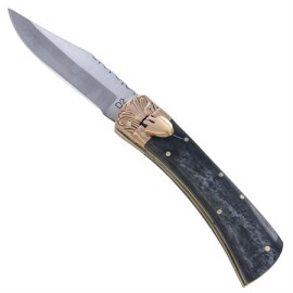 8.25" Lever Lock Dark Bone Automatic Knife Filework D2 Drop Point