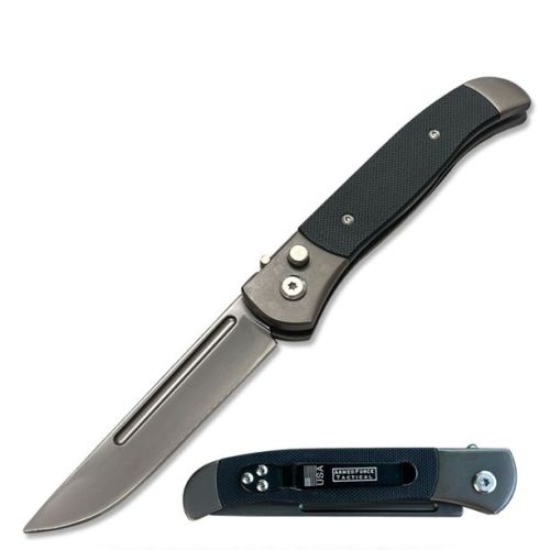 8" Open Everyday Carry Clip Point Auto Switchblade Knife Black G10
