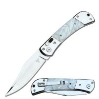 8.5" Gentleman's White Pearl Handle Switchblade Automatic Knife