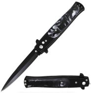 8.75" Coil Spring Black Pearl Milano Stiletto Automatic Knife (4" Bayonet)
