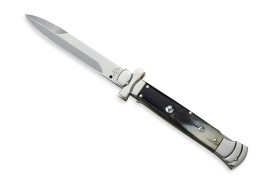 9" AGA Campolin Maltese Brazilian Cow Horn Stiletto Automatic Knife Bayonet