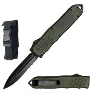 9" American Flag Army Green OTF Dual Action Automatic Knife