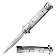 9" Coil Spring Pearl White Milano Stiletto Automatic Knife (4" Bayonet)