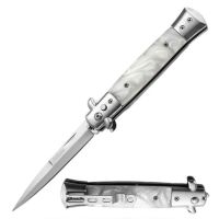 9" Coil Spring Pearl White Milano Stiletto Automatic Knife (4" Bayonet)