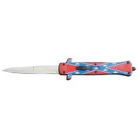 9" Confederate Flag ABS Dixie D/A OTF Stiletto Automatic Knife Satin Bayonet