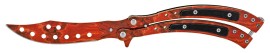 9" Curved Grip Fire Red Butterfly Knife Fire Drop Point