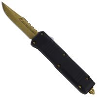 9.5" Ranger D/A OTF Black Automatic Knife Damascus Gold Drop Point