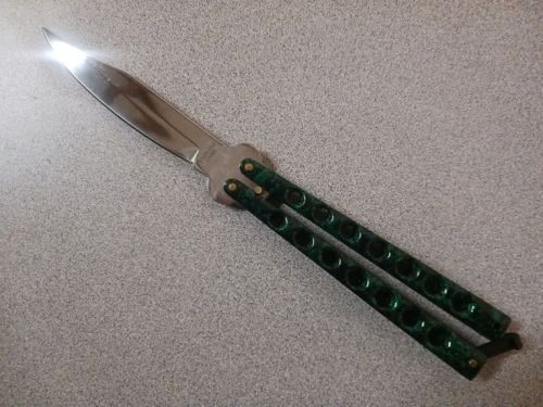 9" Green Marble Heavyweight Butterfly Knife