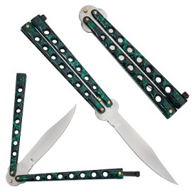 9" Green Marble Lightweight Butterfly Knife