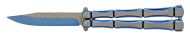 9 Inch Balisong Blue Bone Butterfly Knife Blue Drop Point