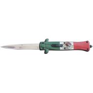 9" Mexican Flag ABS Spanish D/A OTF Stiletto Automatic Knife Satin Bayonet
