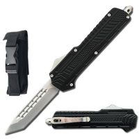 9" Midnight OPS Military OTF Dual Action Automatic Knife Silver Tanto Blade