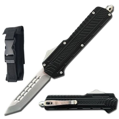 9" Midnight OPS Military OTF Dual Action Automatic Knife Silver Tanto Blade
