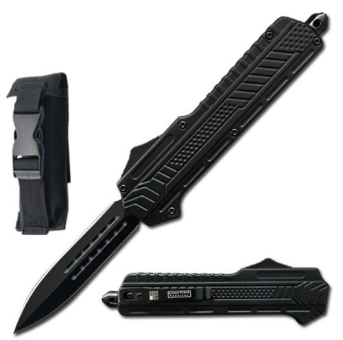 9" Midnight OPS Military OTF Dual Action Automatic Knife Black Dagger Blade