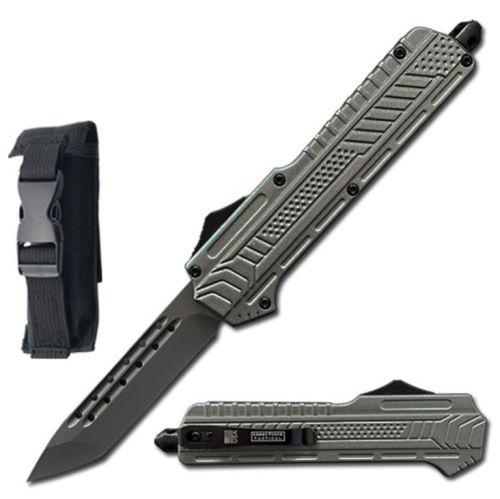 9" Midnight OPS Military OTF Dual Action Automatic Knife Gray Tanto Blade