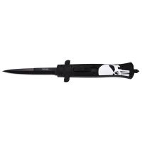 9" Punisher Skull ABS Black D/A OTF Stiletto Automatic Knife Black Bayonet