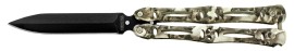 9.25" Zombie Skulls Butterfly Knife Black Spear Point