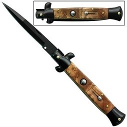 9.5" Automatic Switchblade Stiletto Knife Black Oak a155lb