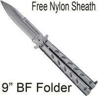 9" Silver Stiletto Style Butterfly Knife 12315