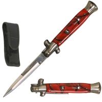 Top Value Red Marble Milano Stiletto Automatic Knife (9.75" Overall)