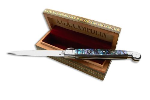 A.G.A. Campolin 12" Abalone Shell Italian Sicilian Fighting Automatic Knife