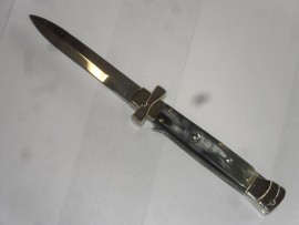 AGA Campolin 9 Inch Maltese Cross Brazilian Horn Stiletto Automatic Knife Bayo