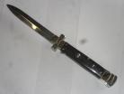 AGA Campolin 9" Maltese Cross Stiletto Automatic Knife Ebony Wood Bayo