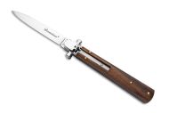 AGA Campolin Dominus Leverlock Santos Wood Stiletto Automatic Knife Satin Bayonet