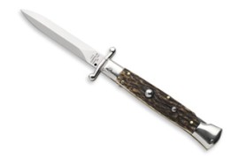 9 Inch AGA Campolin Italian Stiletto Swinguard Automatic Knife Stag Dagger