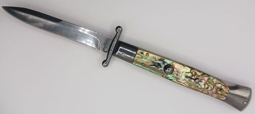 AKC 10 inch Swinguard Abalone Bayonet Italian Stiletto Automatic Knife