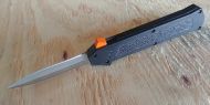 AKC F-16 Black Grip OTF Automatic Knife Orange Button Satin Dagger