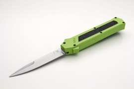 AKC F-16 Neon Green Grip OTF Automatic Knife Satin Bayo