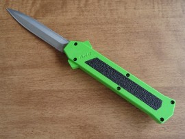 AKC F-16 Neon Green Grip OTF Automatic Knife Satin Dagger