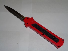 AKC F-16 Red Grip OTF Automatic Knife Satin Dagger