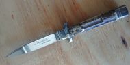 AKC Leverletto 8" Stag Lever Lock Automatic Knife Satin