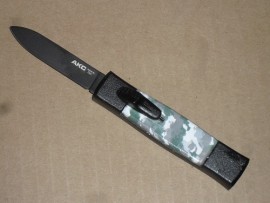 AKC Mini Concord Camo Black Flat Grind Italian OTF Automatic Knife